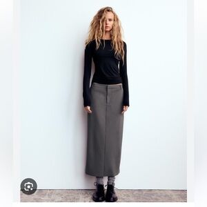 Zara straight cut midi skirt gray 3152/533